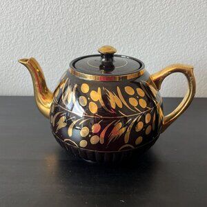 Vintage Ellgreave Brown Gold Teapot // Burslem Staffordshire England